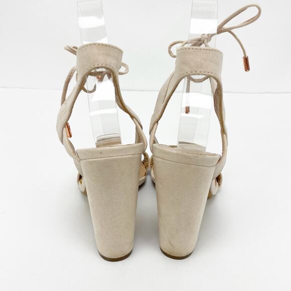 Charlotte Russe Womens Jennie Sandals 6 Faux Suede Open Toe Block Strappy Heels - Picture 8 of 11
